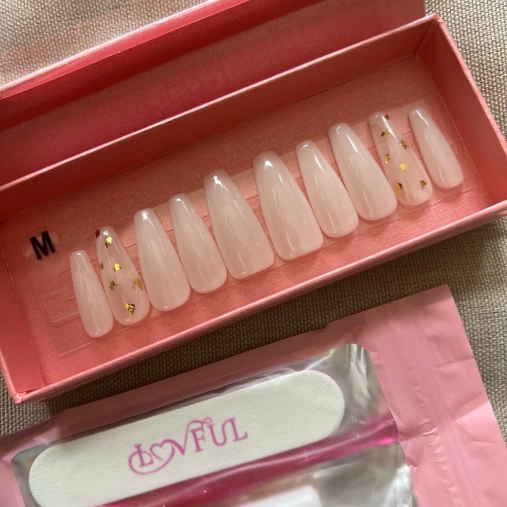 Lovful Reusable Handmade Acrylic Press On Nails, Style H20 - Classic Coffin Sz M